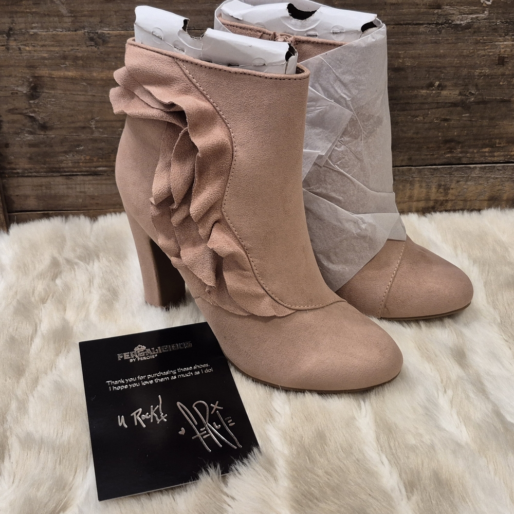 Fergalicious Suede Ruffle Ankle Bootie